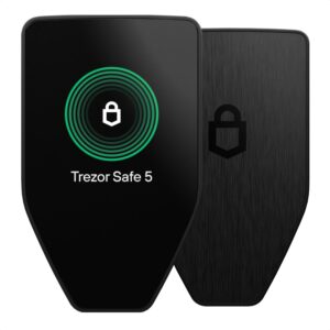 Trezor Safe 5 – Crypto Hardware Wallet with Secure Element & Passphrase, Color Touchscreen and Haptic Feedback, Protect your Bitcoin and Digital Assets (Black Graphite)