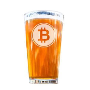 Bitcoin Engraved Pint Glass | Perfect for HODLers, Bitcoin Merch, Blockchain Enthusiasts, and Gifts for Bitcoin Fans | Restaurant-Grade, Chip-Resistant Crypto Glassware (Pint)