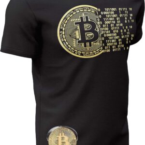 Golden Bitcoin T-Shirt for Crypto Currency Miners and Original Collectors Bitcoin Coin